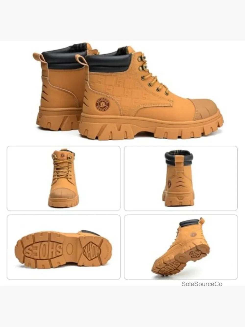 Men's Steel Toe Work Boots Waterproof Leather Non Slip Safety Boots Lightweight